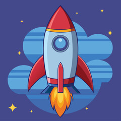 Fototapeta premium Cartoon Rocket Clipart in Vibrant Vector Illustration Style set