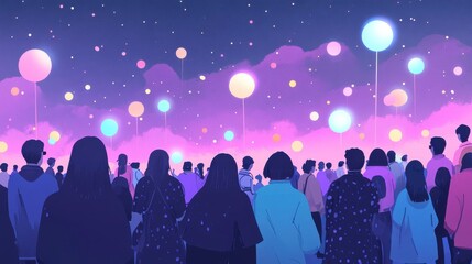 Naklejka premium Guests Enjoying Augmented Reality Experiences in Space