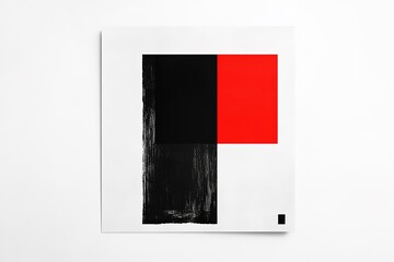 Bold contrast between black, red, and white creates striking vis