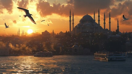 Golden Hour Over Istanbul's Skyline