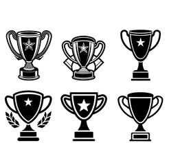 set of trophy cup vector silhouette