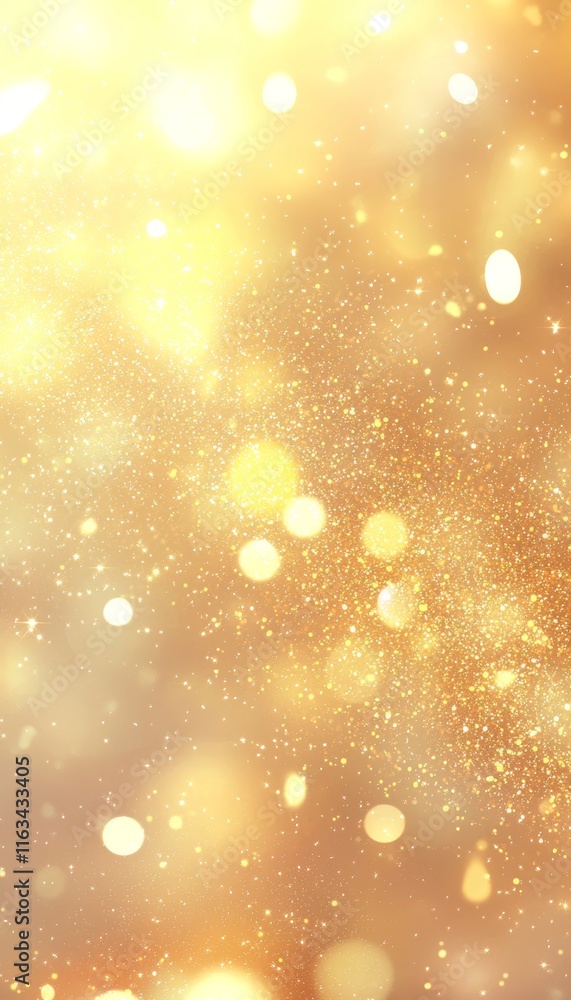 Poster elegant golden and white bokeh lights with glittering stars creating a shiny abstract background