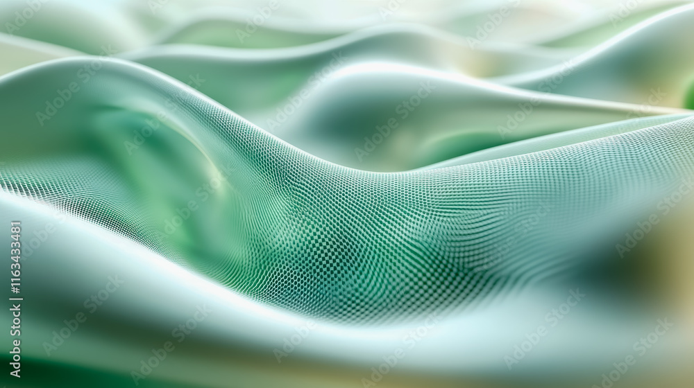Poster vibrant green and white background with dynamic wavy pattern evoking a sense of movement and modern 