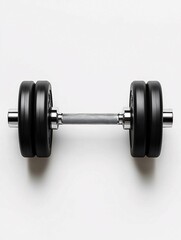 Naklejka premium A sleek pair of adjustable dumbbells with ergonomic grips is showcased against a clean white background, emphasizing their modern style.
