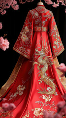 Naklejka premium Chinese style dresses displayed on upright hangers