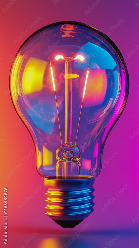Poster vibrant light bulb illuminating a colorful abstract background creating a lively atmosphere of creat