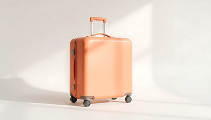 Vibrant Suitcase Mockup for Sunny Adventures, Modern Luggage Against Minimalist Backdrop, Sleek Pink Suitcase for Summer Getaways, Minimalist Luggage Design in Bright Hues