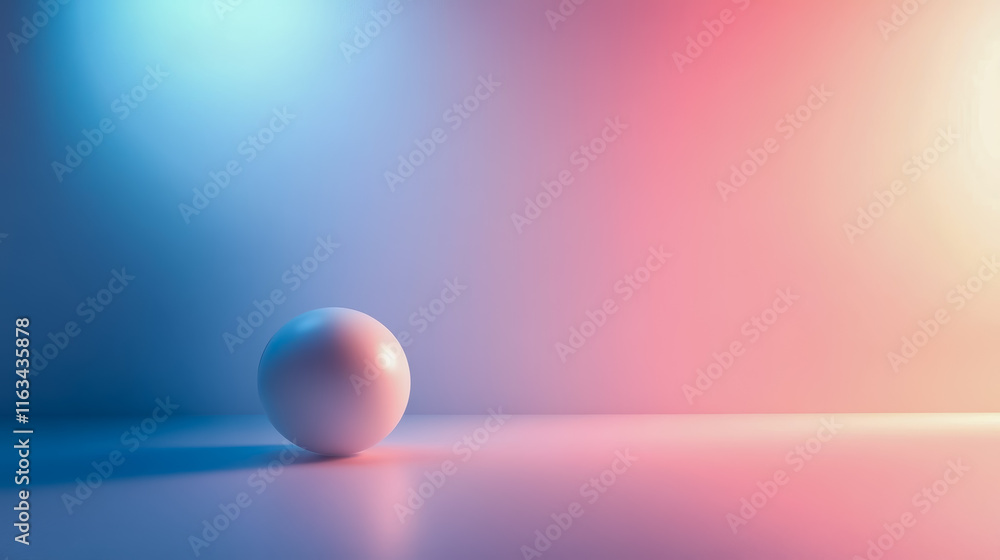 Poster illuminated sphere resting on serene blue surface with bright radiance creating a calm and ethereal 