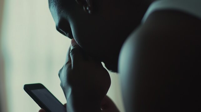 Person experiencing distress while holding head and staring at phone, reflecting modern challenges and emotional struggles in the digital age.