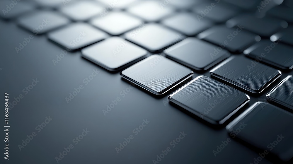 Aufkleber brushed abstract background idea. close-up view of sleek black keyboard keys with a modern, minimali