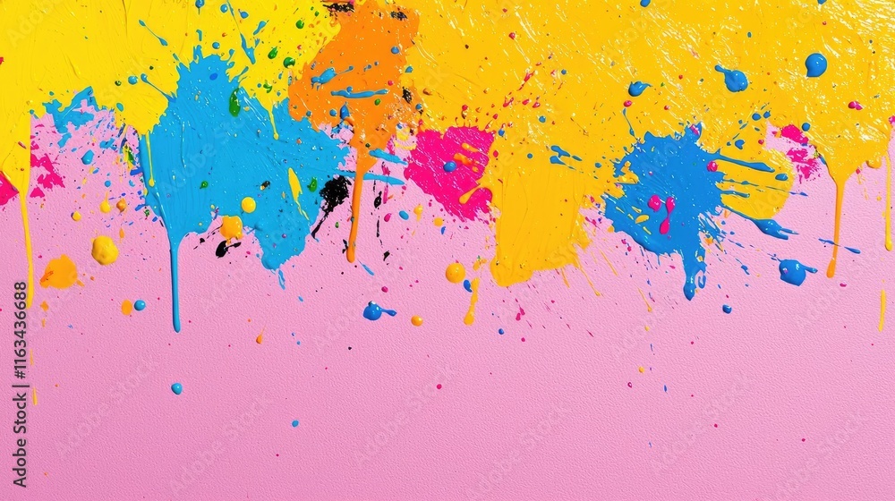 Poster splatter abstract background idea. vibrant splashes of paint create a colorful abstract background f