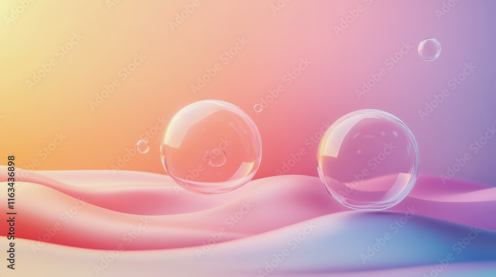 Aufkleber vibrant soap bubbles floating gracefully on an abstract colorful background creating a playful and j
