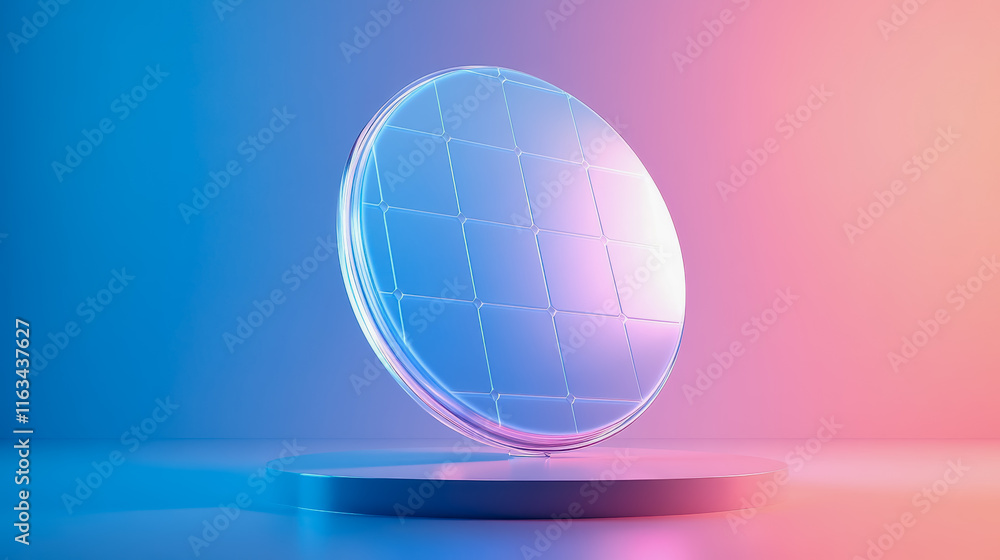 Poster elegant glass mirror resting on a polished table reflecting soft ambient light creating a calm and i