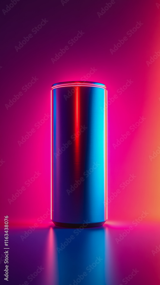 Poster vibrant blue and red tin container illuminated by soft light creating an artistic and inviting home 
