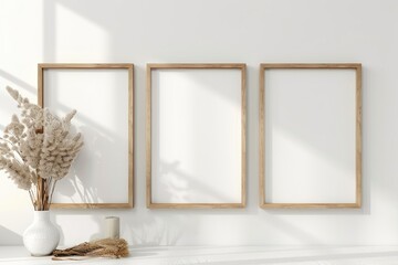 Front view mockup with decor elements  flowers  and copy space.