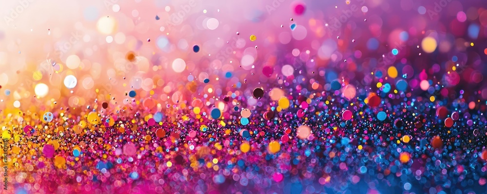 Poster splatter abstract background idea. a vibrant abstract background featuring colorful shimmering dots 
