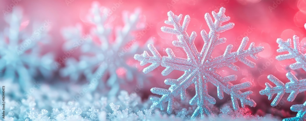 Poster snowflake abstract background concept. beautiful snowflakes adorned with frost, captured in an ether