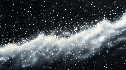 Snowfall with Cosmic Glow on a Dark Background