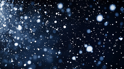 Abstract Falling Snowflakes and Light Particles on Dark Background