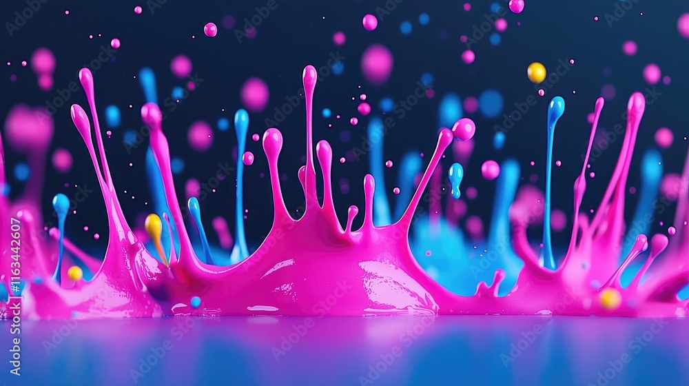 Poster splatter abstract background idea. colorful splash of paint in vibrant colors creating a lively abst