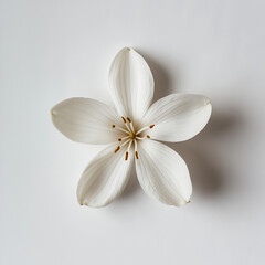 Single White Flower Top View Minimalist Botanical Photography