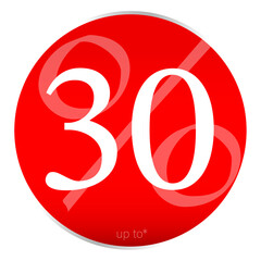 Sale tag or sign 30% off, shopping sticker or label, badge, png and vector mockup