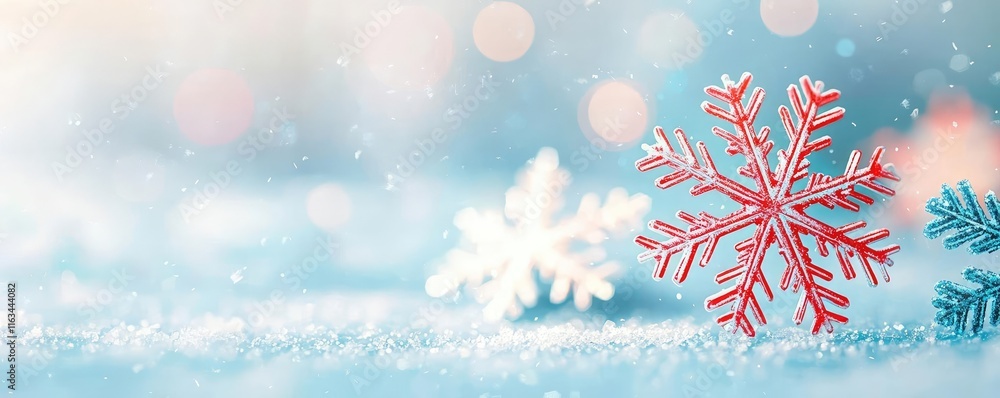 Poster snowflake abstract background concept. a serene winter scene featuring colorful snowflakes on a soft