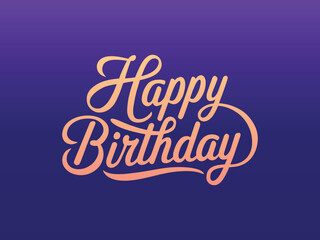 Beautiful luxury Happy Birthday text on blue gradient background vector template
