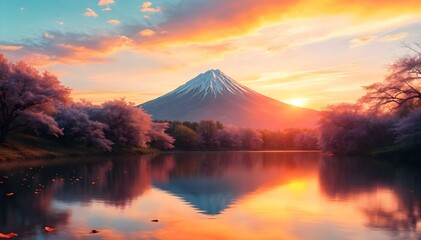 sunset over the lake