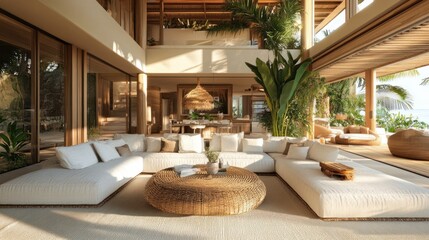 Fototapeta premium Luxurious Tropical Beachfront Villa Interior Design