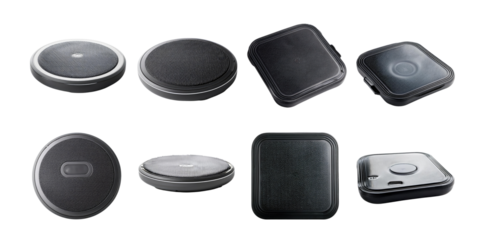 Stylish Black Wireless Charging Pads on Transparent Background