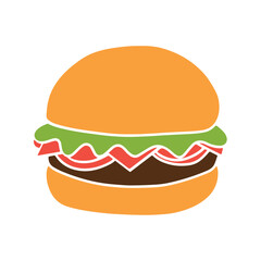 Simple Cartoon Illustration of a Delicious Burger