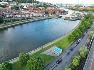 Aerial View of Cumberland Basin Central Bristol City of Southwest of England, Great Britain. High...