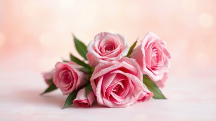 A Delicate Bouquet of Pink Roses on a Soft Background