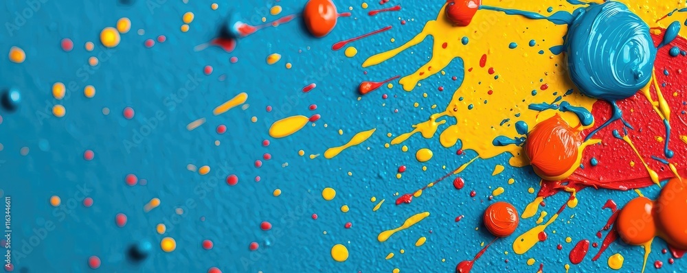 Poster splatter abstract background idea. vibrant paint splashes create a colorful artistic backdrop for cr