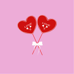 Valentine’s Day, Heart Candy on pink background