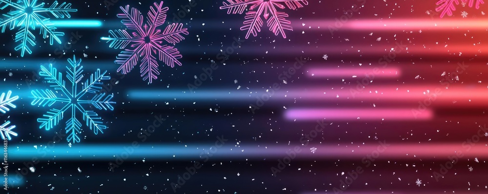 Poster snowflake abstract background concept. bright snowflakes create a festive atmosphere with colorful l