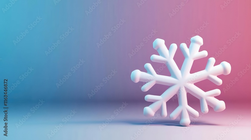 Poster snowflake abstract background concept. a vibrant snowflake against a pink and blue gradient backgrou