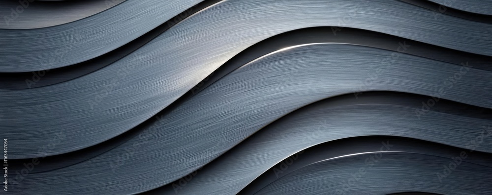 Poster brushed abstract background idea. abstract metal texture with wave patterns reflecting light in dark