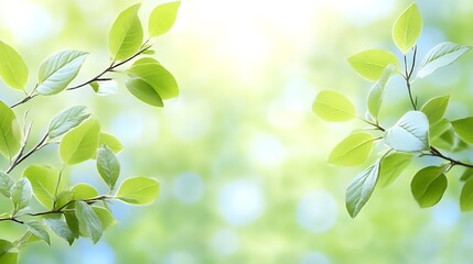 Vibrant Green Leaves in a Sunny Spring Setting