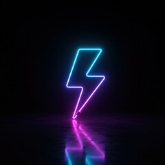 "Electric Pulse: A Neon Lightning Bolt in Cyberpunk Glow"