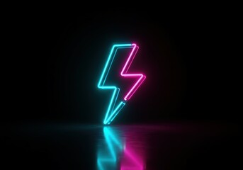 "Electric Pulse: A Neon Lightning Bolt in Cyberpunk Glow"