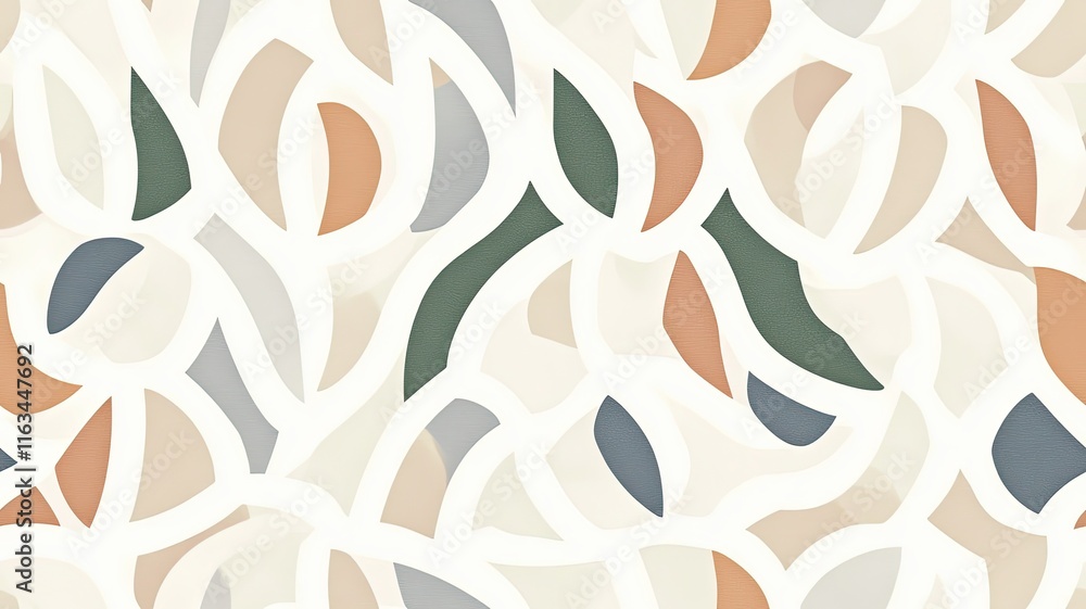 Poster abstract geometric pattern in earthy tones with organic shapes and soft colors for modern design and