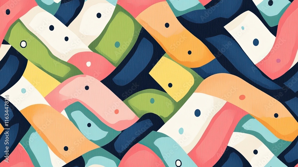Poster colorful abstract pattern with wavy lines and shapes in vibrant colors for modern design projects