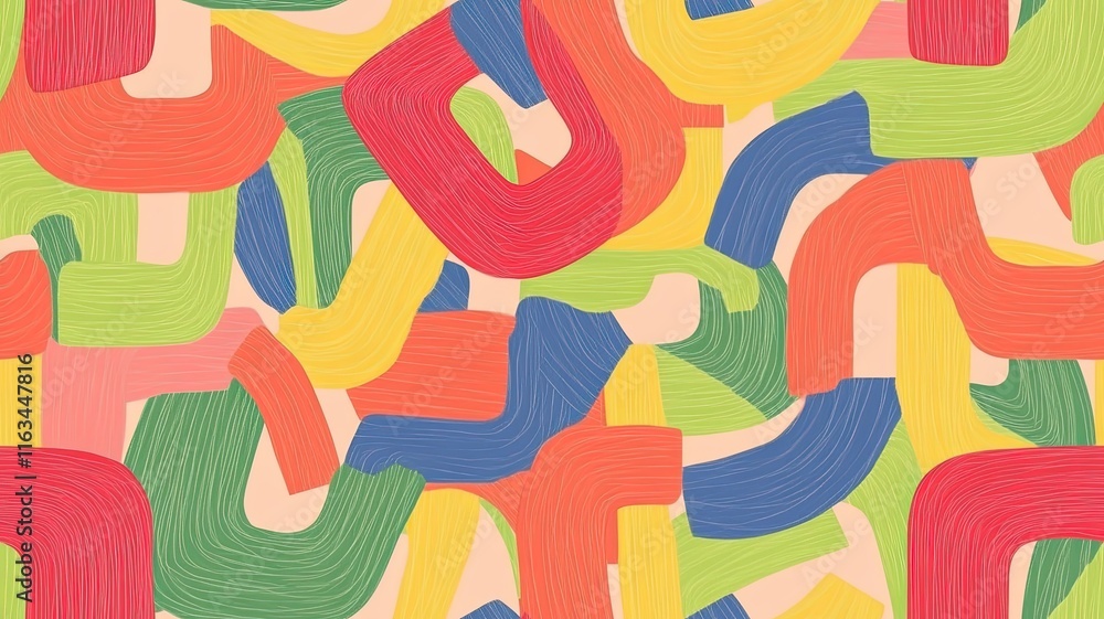 Poster vibrant abstract pattern with colorful curves and brush strokes perfect for backgrounds and artistic