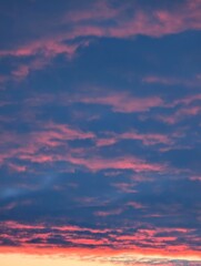 fiery winter sunset with clouds 