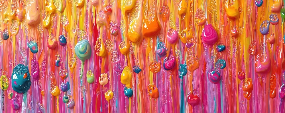 Poster splatter abstract background idea. vibrant paint drips in multiple colors, creating an abstract arti