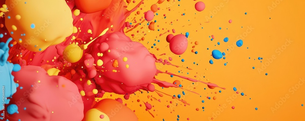 Poster splatter abstract background idea. vibrant splashes of paint create an energetic and colorful backgr