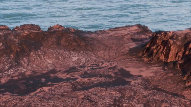 Aerial Drone Camera Cam Fly Over on mountain slope. 4K animation