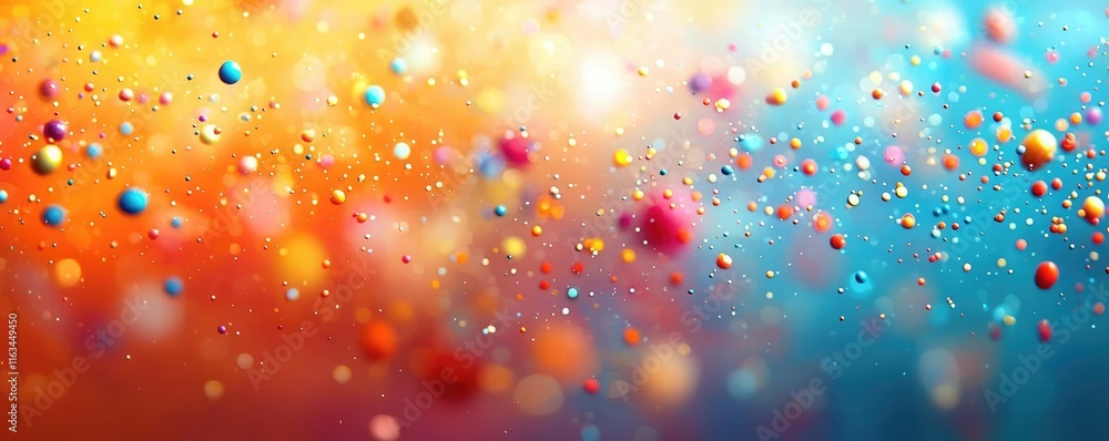 Poster splatter abstract background idea. vibrant abstract backdrop with colorful splashes and droplets of 